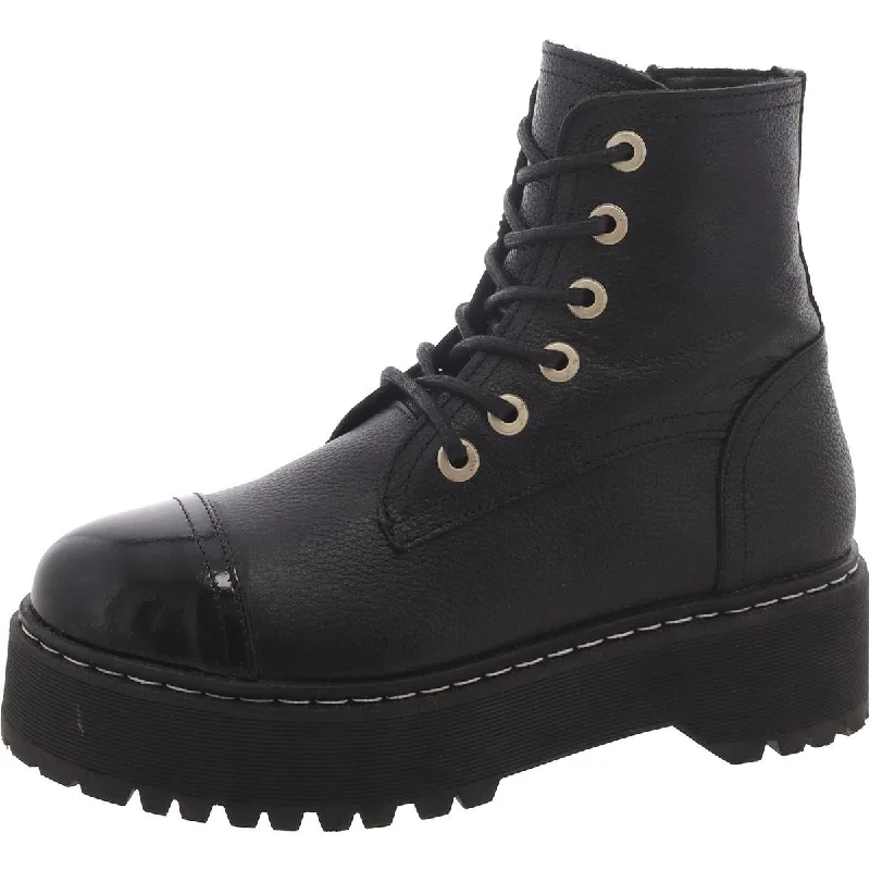 Steve Madden Womens Brody Leather Lugged Sole Combat & Lace-Up Boots