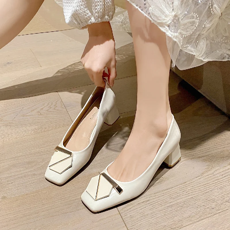 Women Minimalist Fashion Casual Chunky Heel Pumps