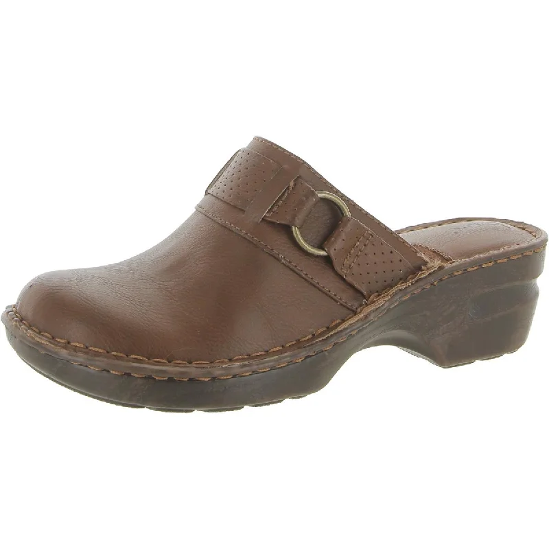 B.O.C. Womens Faux Leather Round Toe Mules