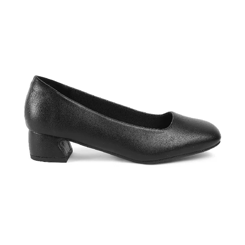 Tresmode Riyan Black Women's Casual Block Heel Pumps