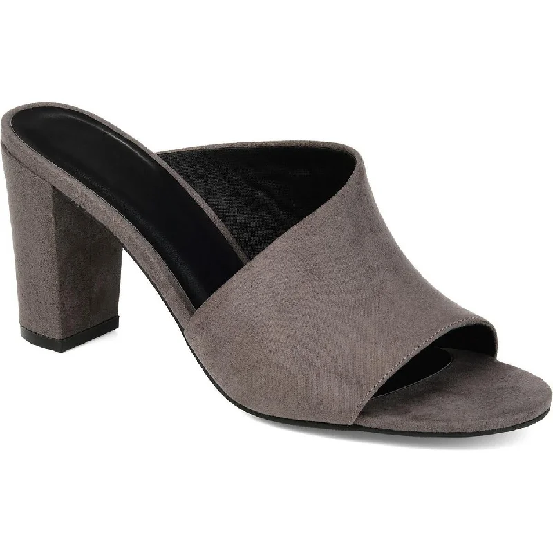 Journee Collection Womens Faux Suede Open Toe Mules