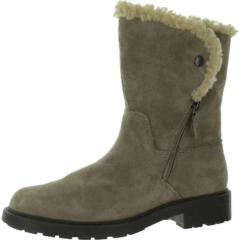 Clarks Womens Opal Suede Faux Fur Mid-Calf Boots