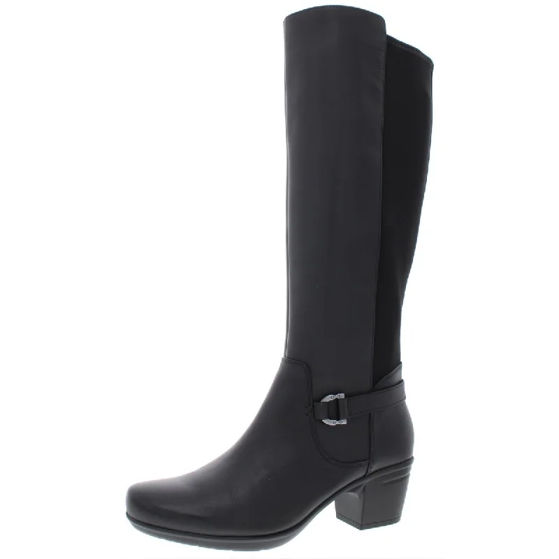 Clarks Womens Emslie March Leather Knee-High Riding Boots