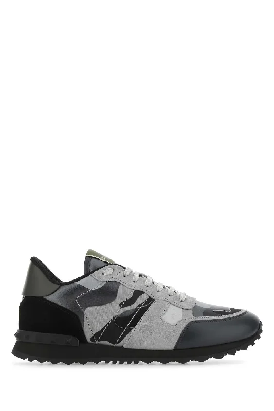 VALENTINO GARAVANI Multicolor Fabric and Nappa Leather Rockrunner Camouflage Sneakers - Size 10