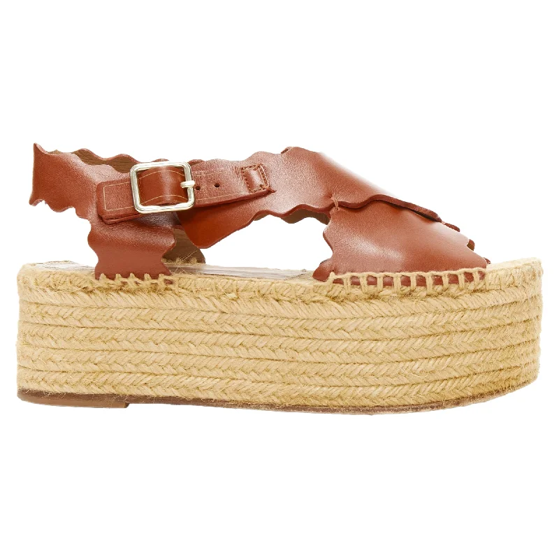 Chloe scalloped edge buckle jute espadrille platform sandal