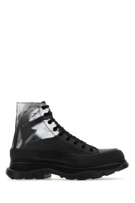 ALEXANDER MCQUEEN Printed Leather Tread Slick Sneakers