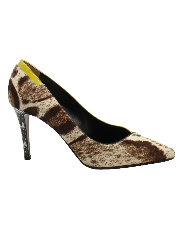 Fendi Pointed Pump in Animal Print Calf Hair Suede