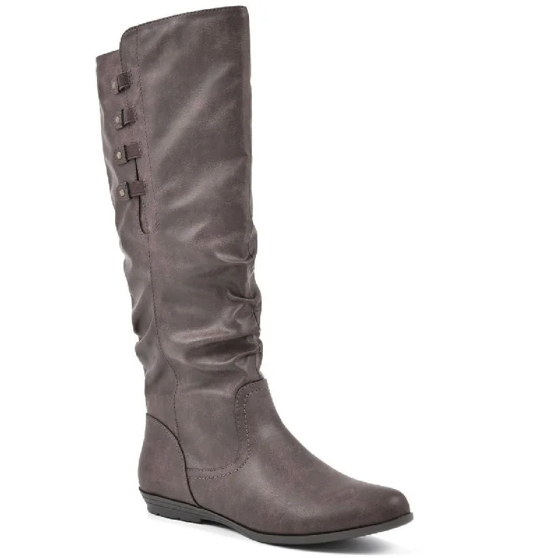 Cliffs by White Mountain Womens Francie Faux Leather Slouchy Knee-High Boots