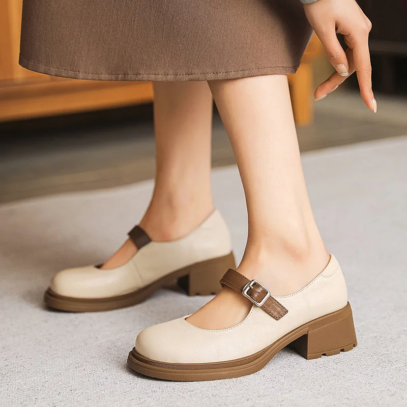 Women Casual Mary Jane Chunky Heel Pumps