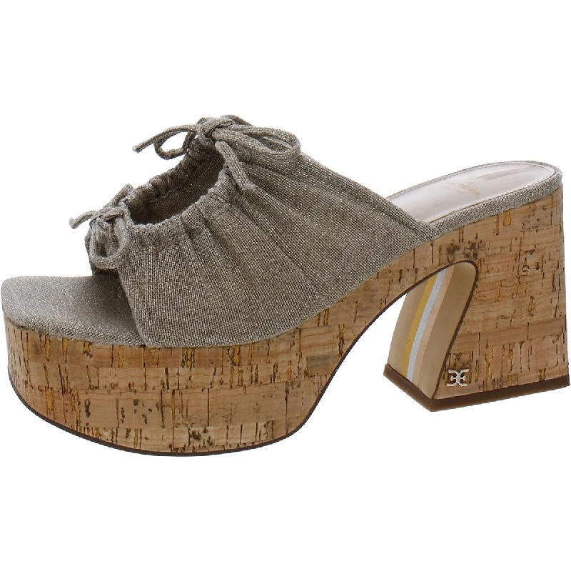 Sam Edelman Womens Dova Bow Cork Platform Sandals