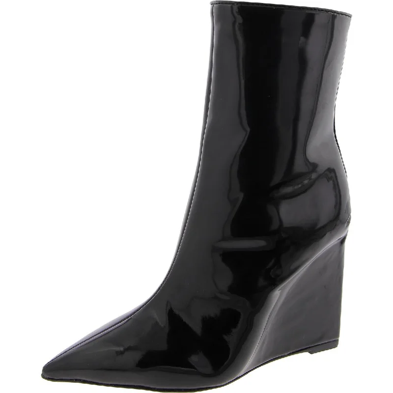 Schutz Womens Patent Pointed toe Wedge Boots