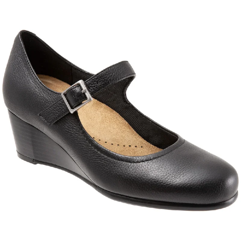 Trotters Willow Black Leather Wedge Shoe (Women's)