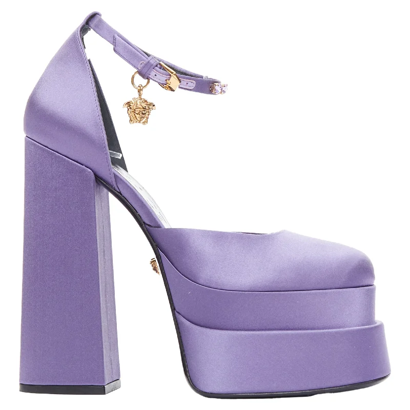 Versace Aevitas Lilac Satin Gold Crystal Medusa Platform