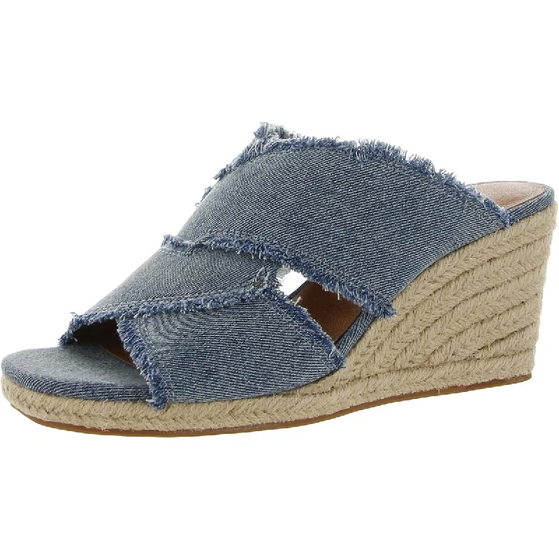 Lucky Brand Womens Madgie Criss-Cross Denim Wedge Sandals