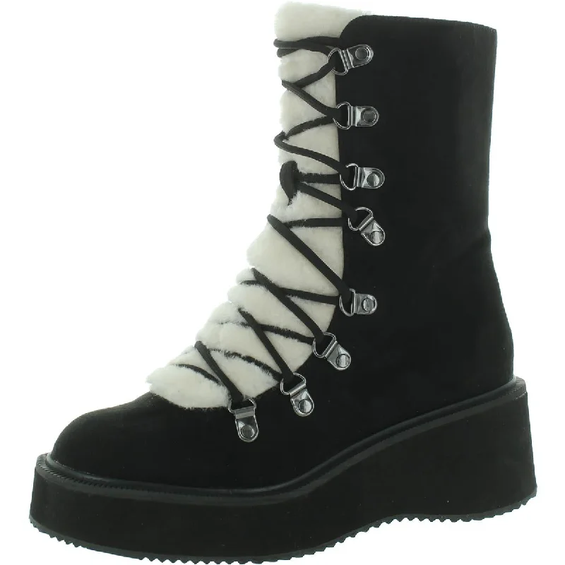 Journee Collection Womens Faux Suede Zipper Combat & Lace-Up Boots