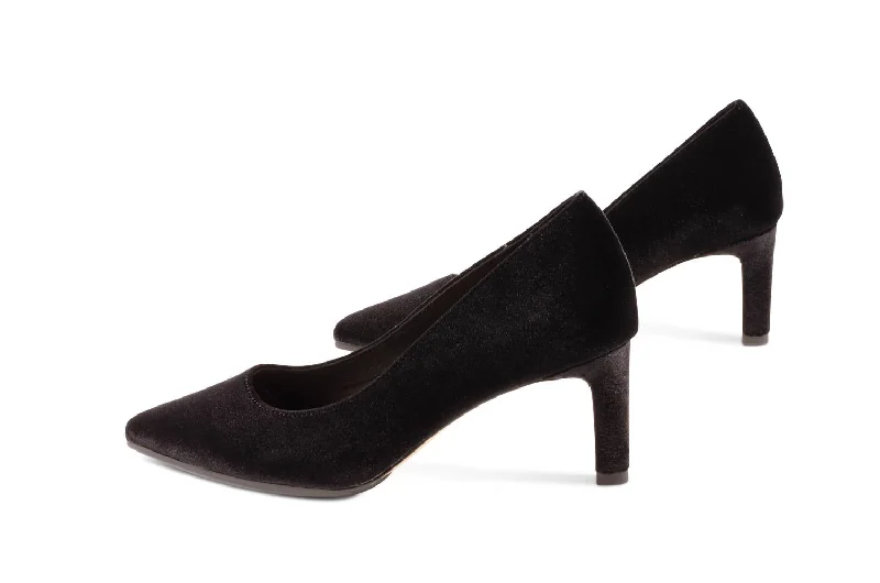 Rocker Heeled Pump In Black Velvet