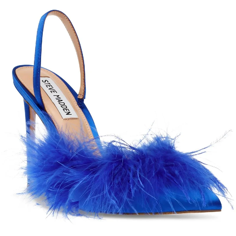 Steve Madden Womens Alexis Satin Feathers Pumps