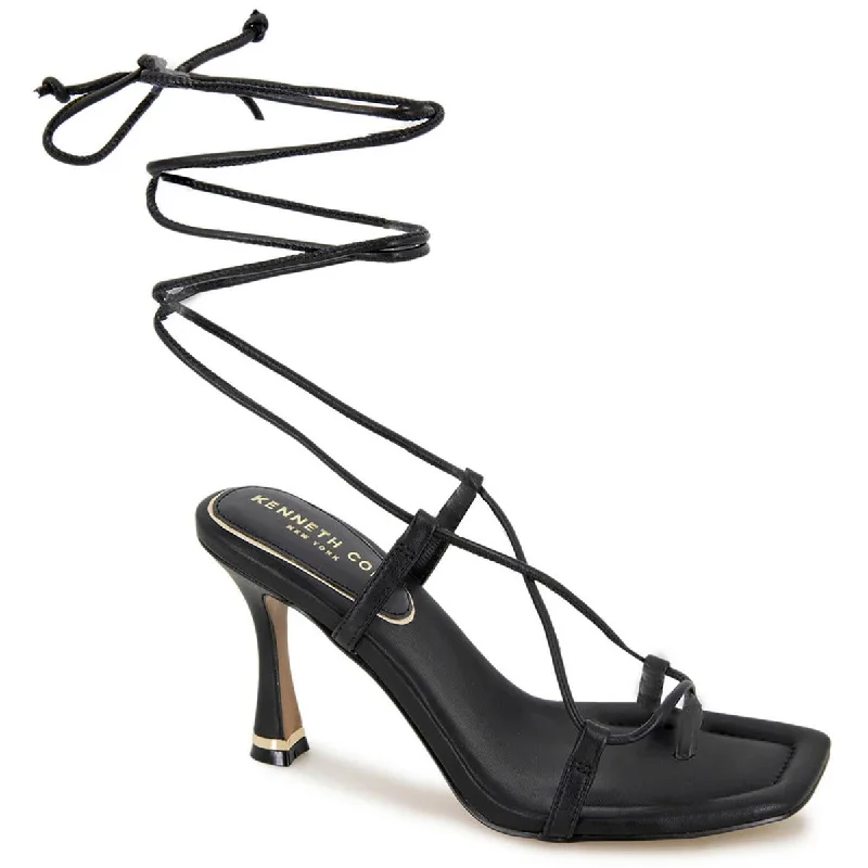 Kenneth Cole New York Womens Belinda Leather Tie-Up Strappy Sandals