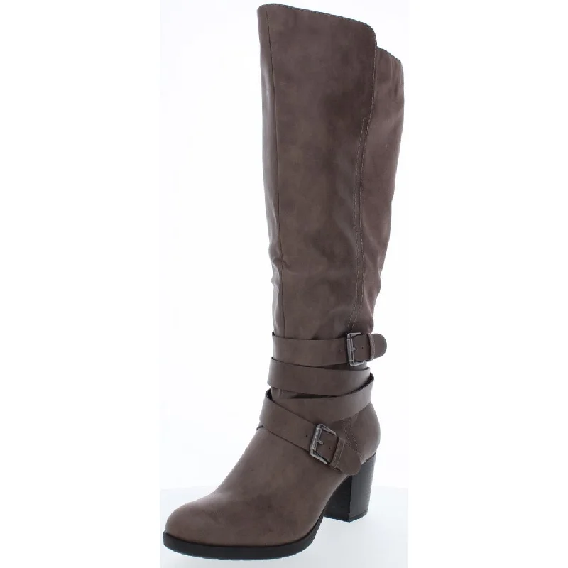 Style & Co. Womens Jomaris Leather Wide Calf Riding Boots