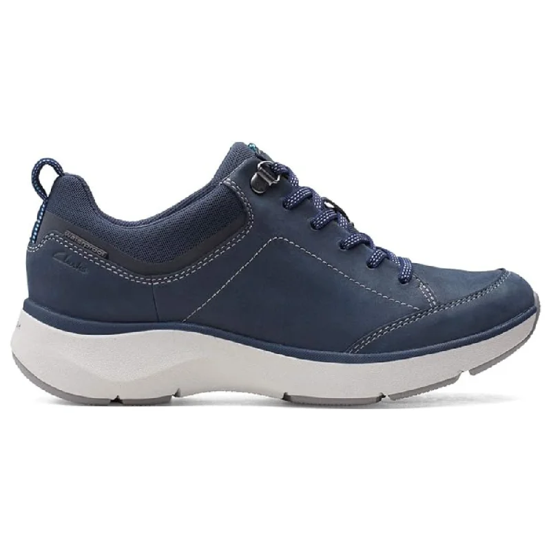 Clarks Wave 2.0 Lace Navy Nubuck/Textile Combi Shoe (Women's)