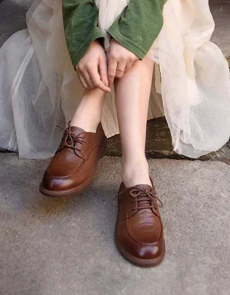 Handmade Vintage Comfy Lace-up Loafers