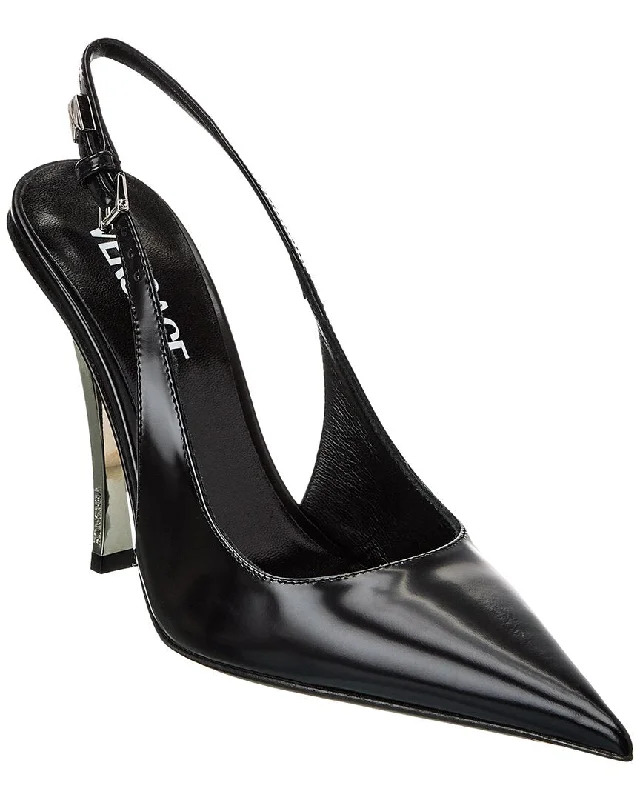 Versace Pin-Point Leather Slingback Pump