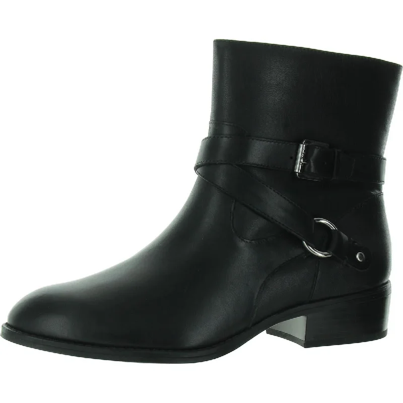 Lauren Ralph Lauren Womens Makalia Leather Belted Motorcycle Boots