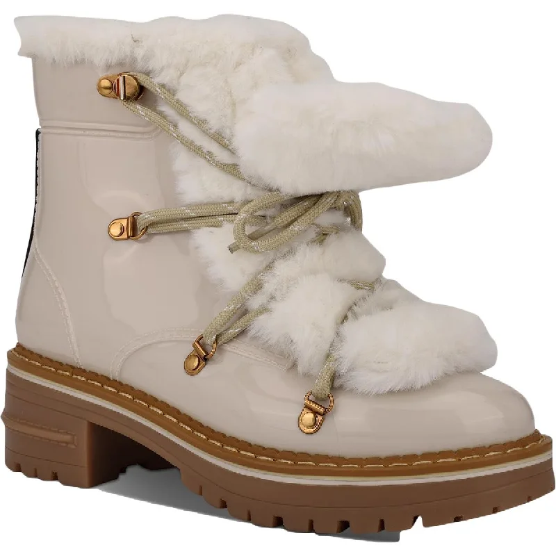 Tommy Hilfiger Womens Armini Faux Fur Lined Cold Weather Combat & Lace-up Boots