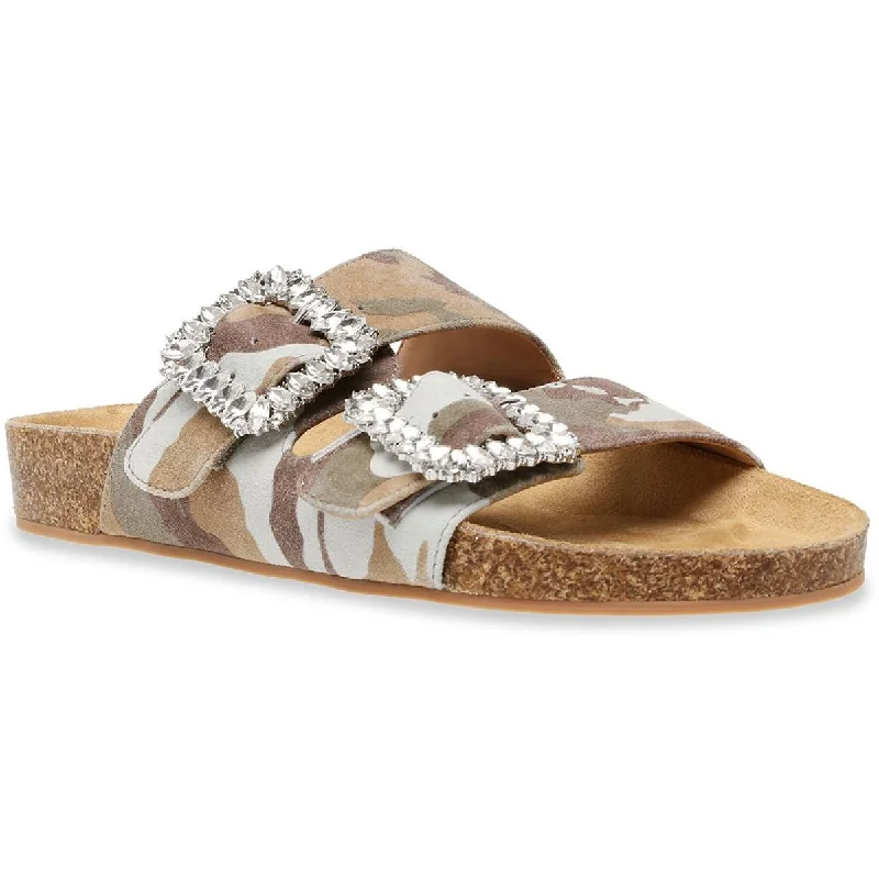 Steven New York Womens Somers Rhinestone Footbed Sandals