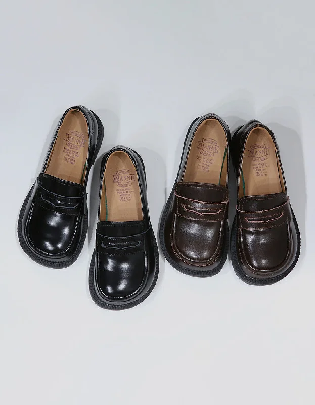 Comfortable Retro Leather Wide Toe Box Loafers