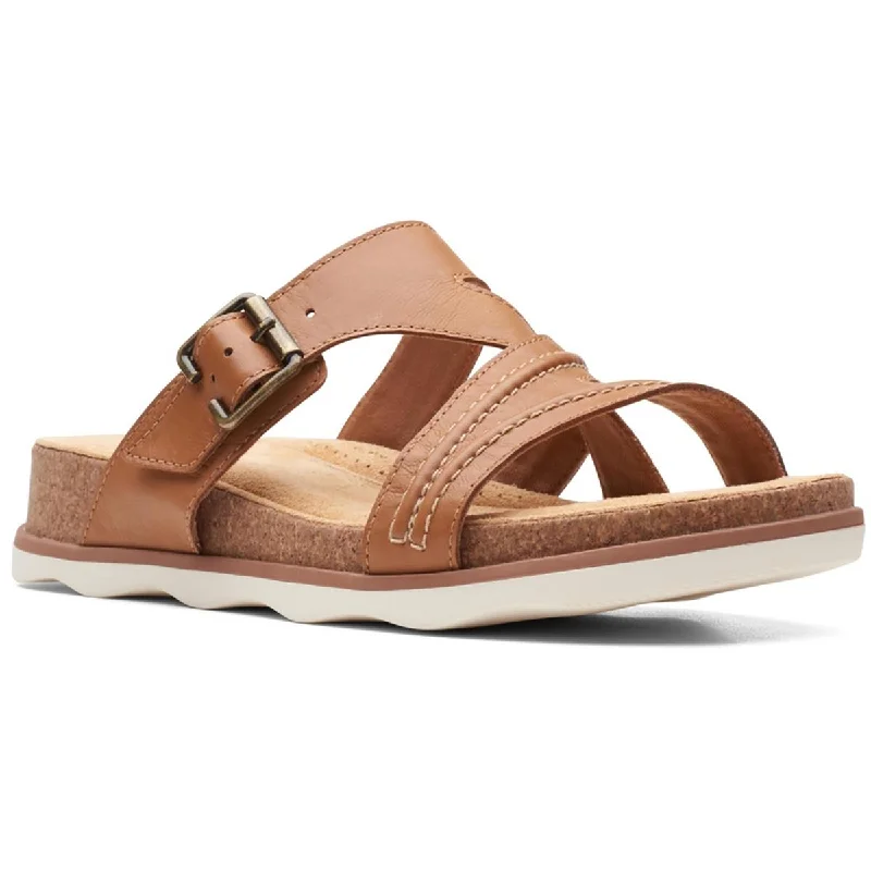 Clarks Womens Brynn Hope Leather Buckle Slide Sandals