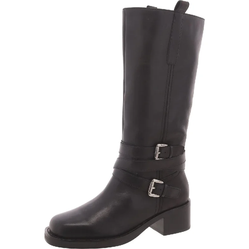 Steve Madden Womens Calin Leather Block Heel Knee-High Boots