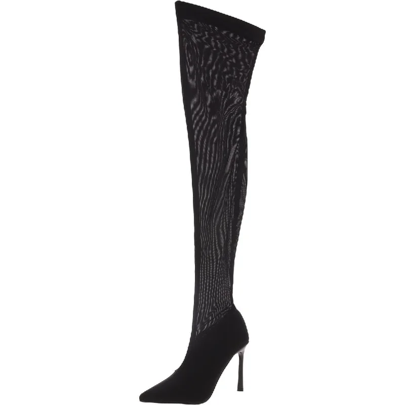 Steve Madden Womens Evie Sheer Pointed Toe Over-The-Knee Boots