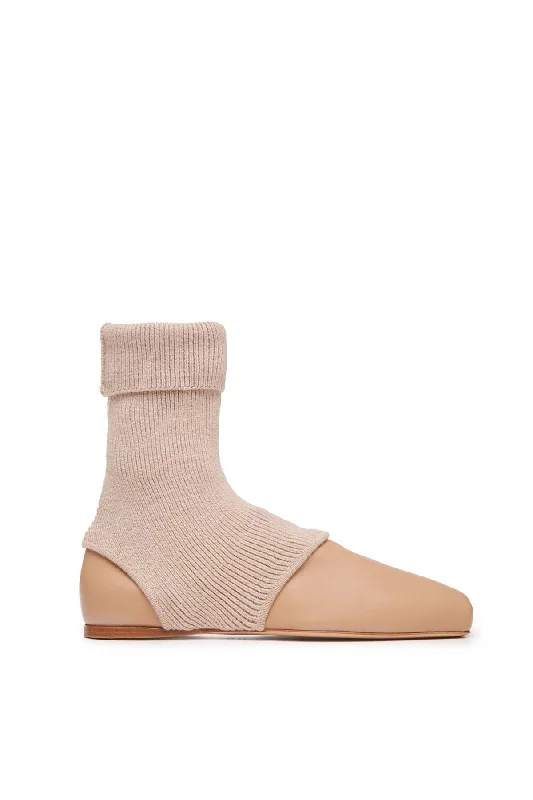 Mishka Sock Boot in Dark Camel Cashmere & Leather