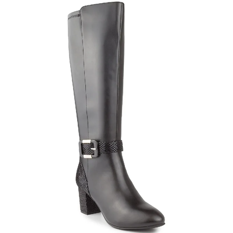 Karen Scott Womens Isabell Faux Leather Knee-High Boots