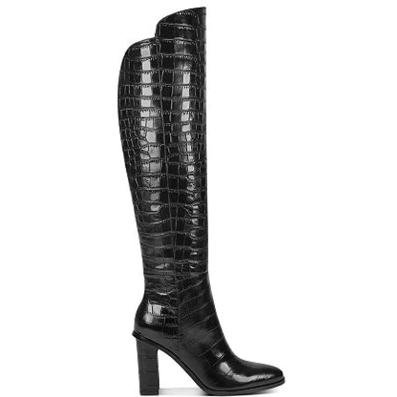 Marc Fisher LTD Womens Unella Leather Embossed Knee-High Boots