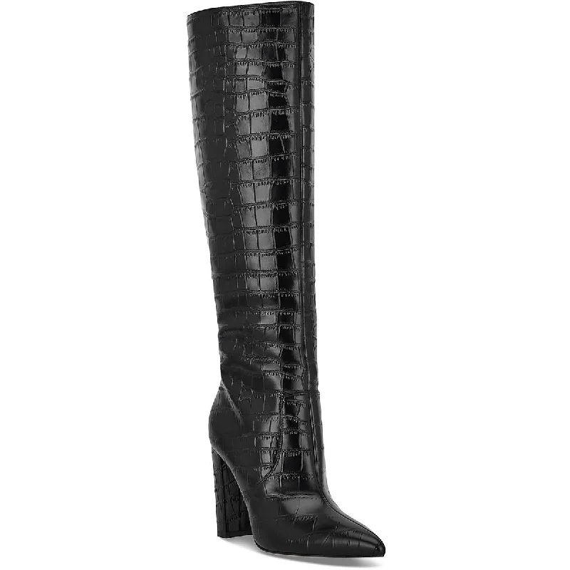 Marc Fisher Womens Giancarlo 2 Leather Animal Print Knee-High Boots