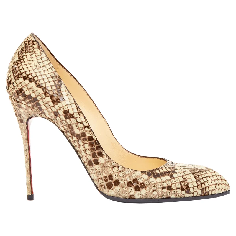 Christian Louboutin natural scaled leather point toe stiletto pump