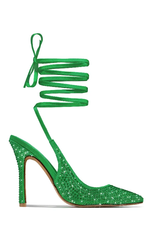 It-ListEmbellished Lace Up Pumps - Green