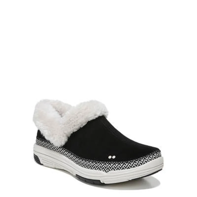 Ryka Womens Awaken Suede Faux Fur Slip-On Sneakers