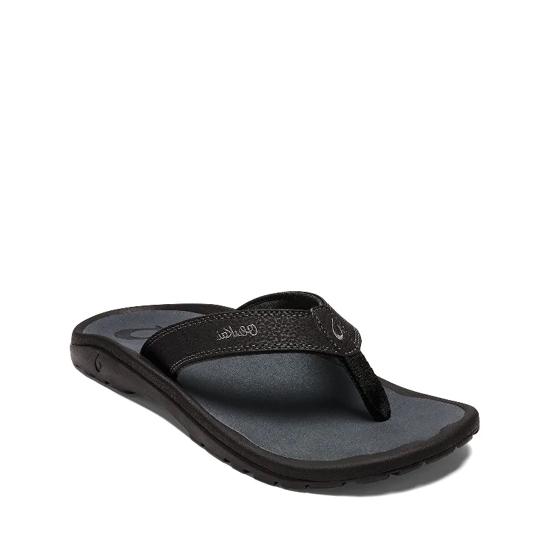 OLUKAI Ohana Men's Beach Sandals,Lightweight Black/Dark Shadow