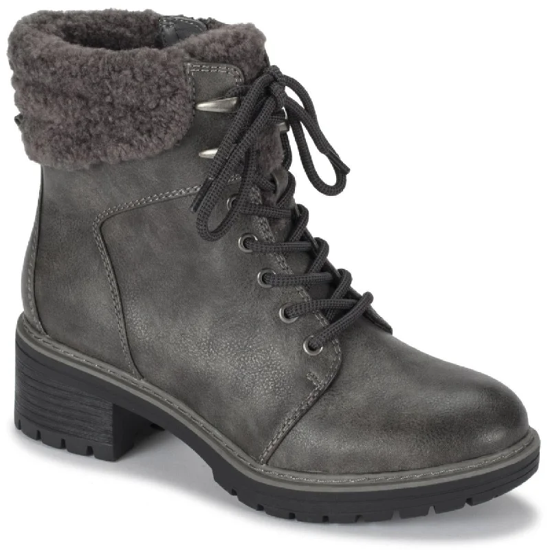 Baretraps Womens Akira Faux Leather Combat & Lace-up Boots