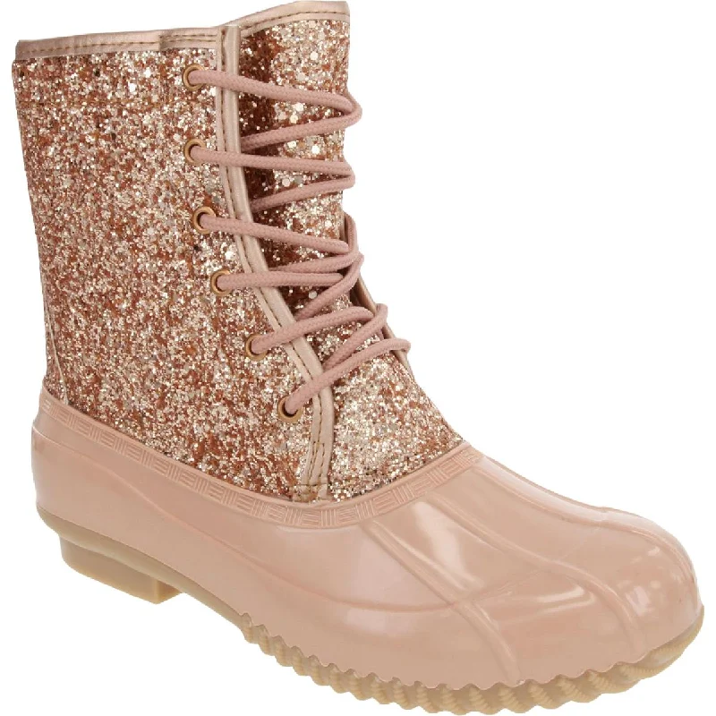 Sugar Womens Skipper Glitter Fleece-Lined Combat & Lace-up Boots