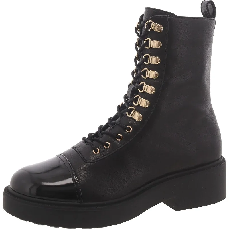 Steve Madden Womens Reade Leather Cap Toe Combat & Lace-Up Boots