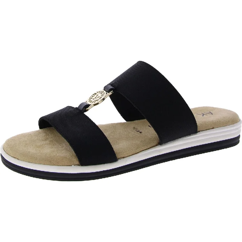 Anne Klein Womens Canvas Slip On Slide Sandals