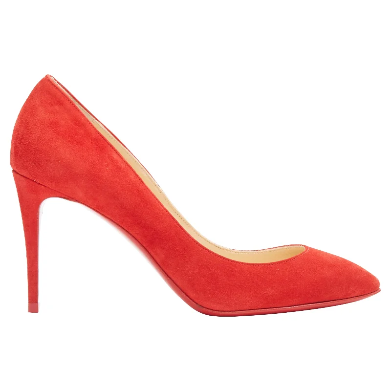 Christian Louboutin Eloise Loubi Suede Almond Toe Classic Pump