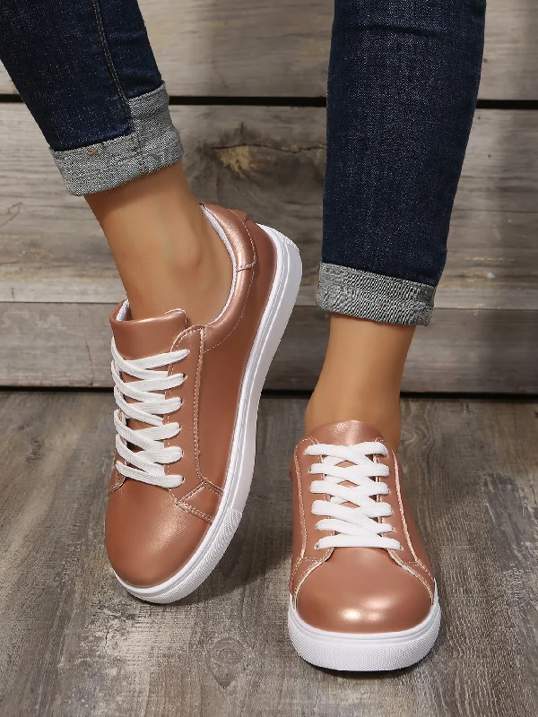 Metallic Lace-up Front Skate Shoes