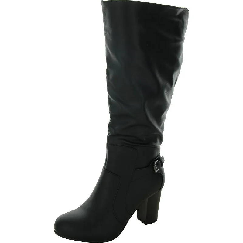 Journee Collection Womens Faux Leather Wide Calf Knee-High Boots