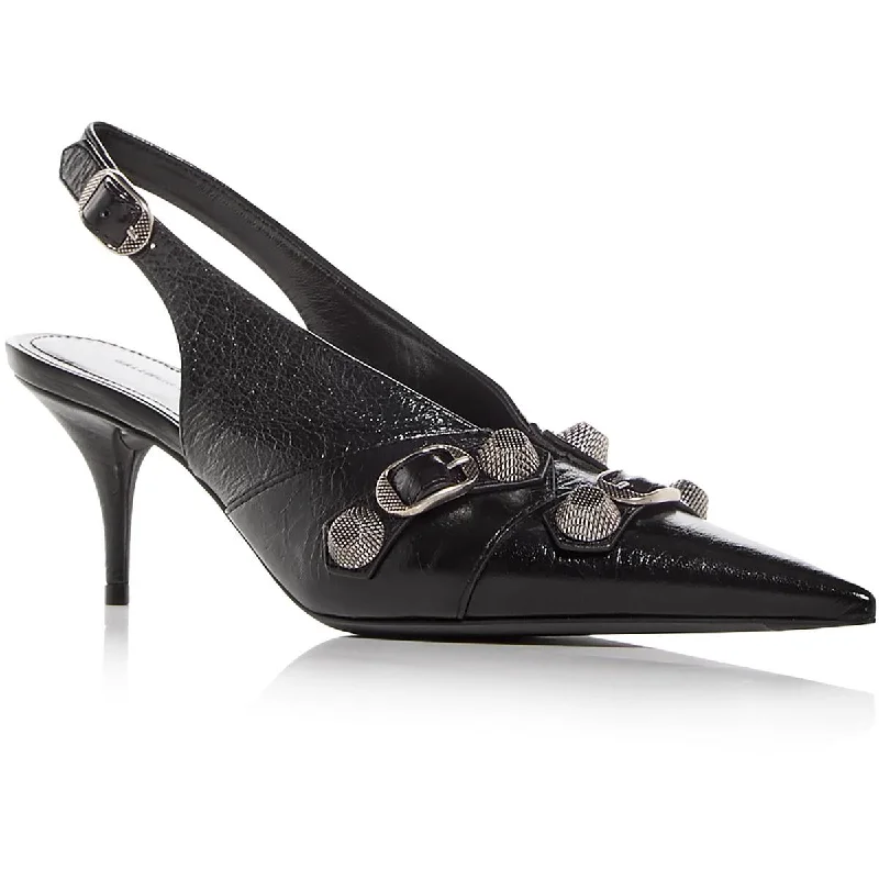 Balenciaga Womens Cagole Slingback Leather Ankle Strap