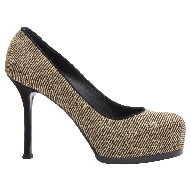 Yves Saint Laurent Tribtoo wool tweed platform heel pump